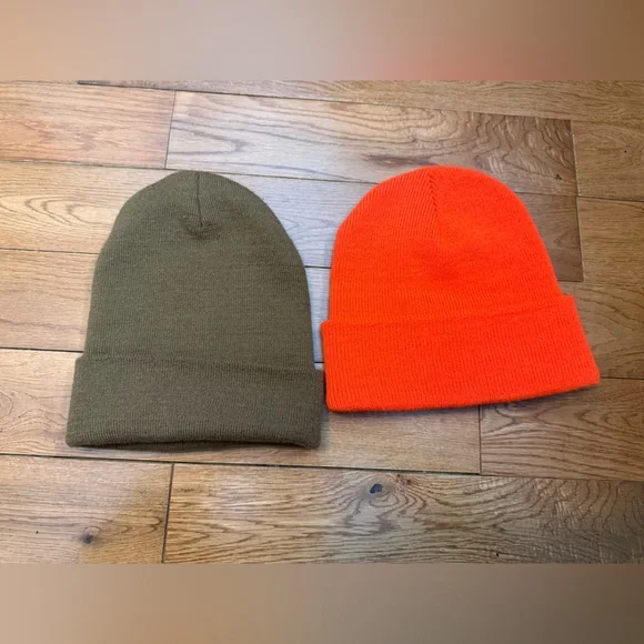 Carhartt Beanies in Hunter Orange & Brown - Picture 2 of 4